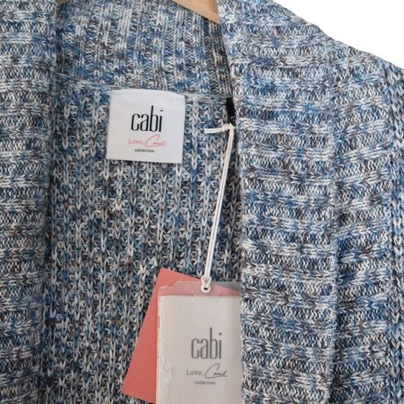 NWT Cabi Blue Gray Knit Duster Cardigan Women’s S Long Open Front Pockets Cozy - Picture 7 of 8